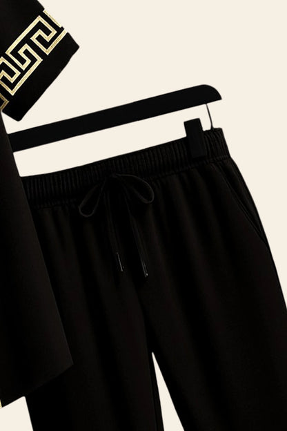 Black Border Men's Casual Half Sleeve Shirt and Full Pant Set - XPCRDF