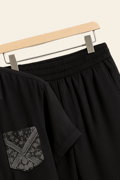 Black Design Men's Casual Half Sleeve Shirt and Full Pant Set - XPCRDF