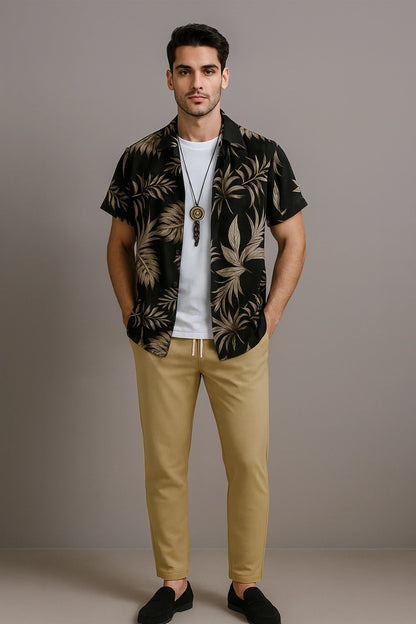 Golden Leaf Men's Casual Half Sleeve Shirt and Full Pant Set - XPCRDF