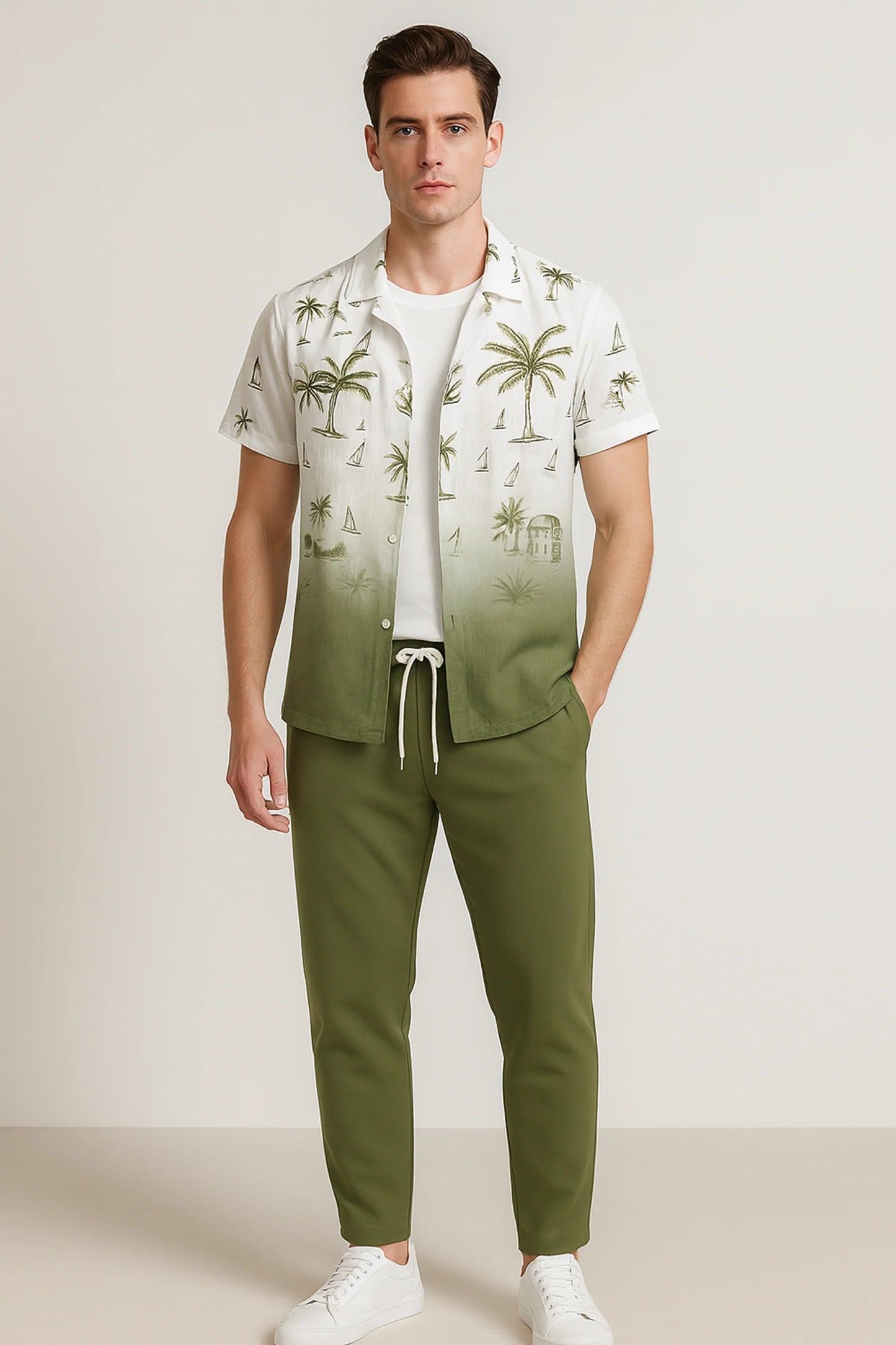 Green Shady Men's Casual Half Sleeve Shirt and Full Pant Set - XPCRDF
