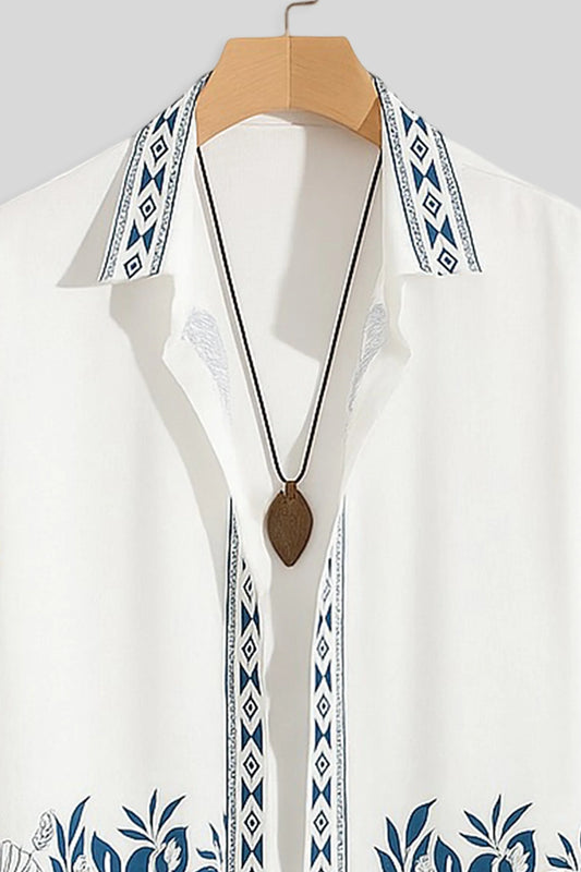 White Border Men's Casual Half Sleeve Shirt and Full Pant Set - XPCRDF