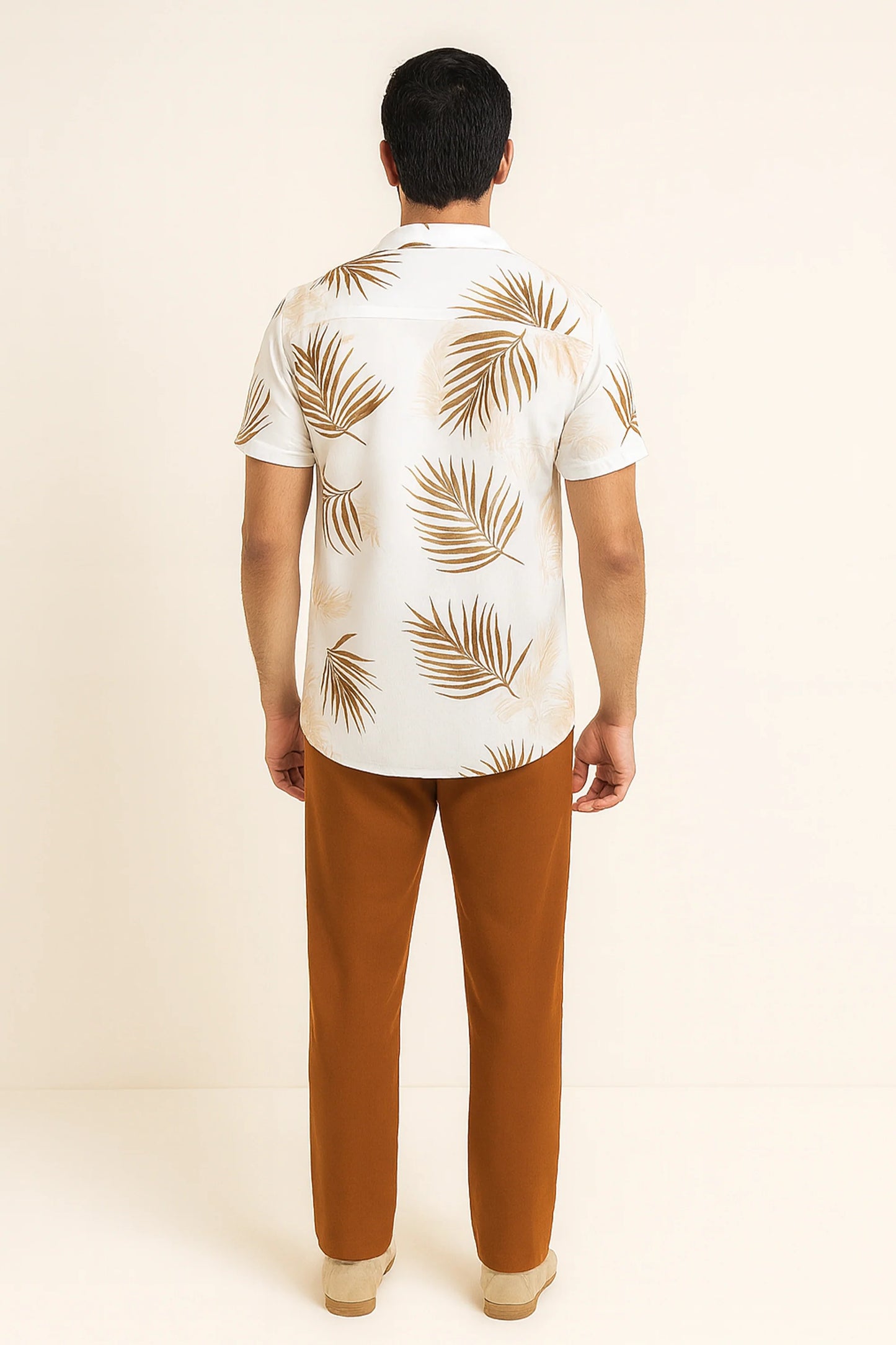 White Floral Men's Casual Half Sleeve Shirt and Full Pant Set - XPCRDF