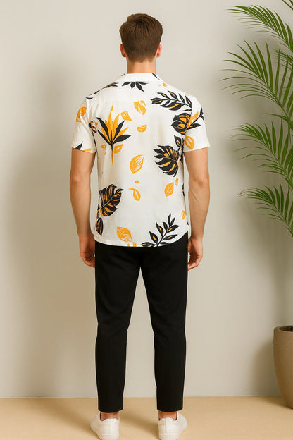 Yellow Leaf Men's Casual Half Sleeve Shirt and Full Pant Set - XPCRDF