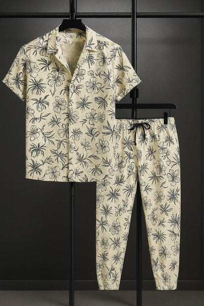 Yellow Mandala Men's Casual Half Sleeve Shirt and Full Pant Set - XPCRDF