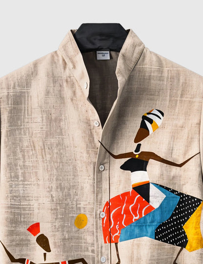 Cream Girl Dance Men's Half Sleeves Printed Shirt Exclusive - XPST