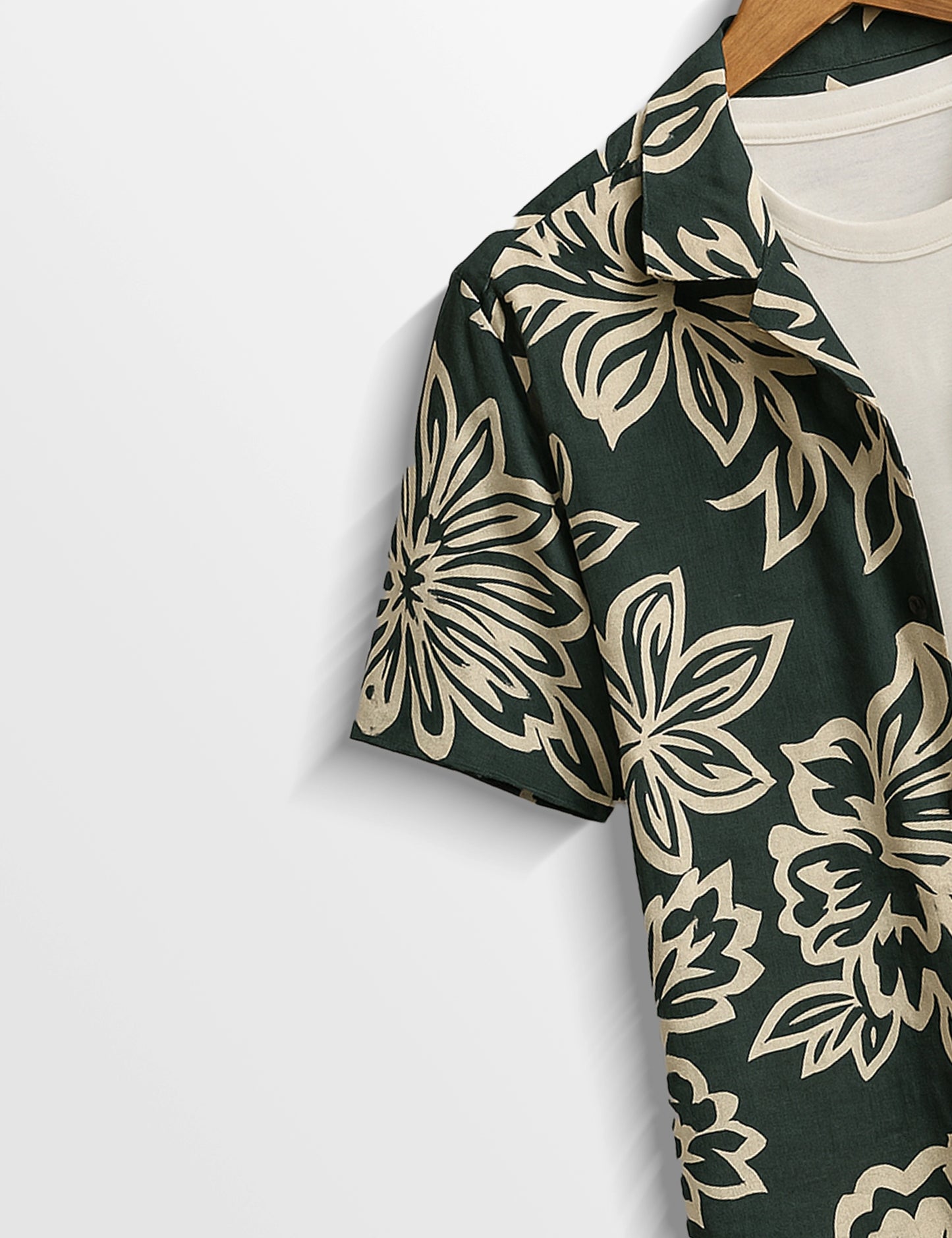 Big Flower Printed Urban Cotton Gentleman's Shirt for Men