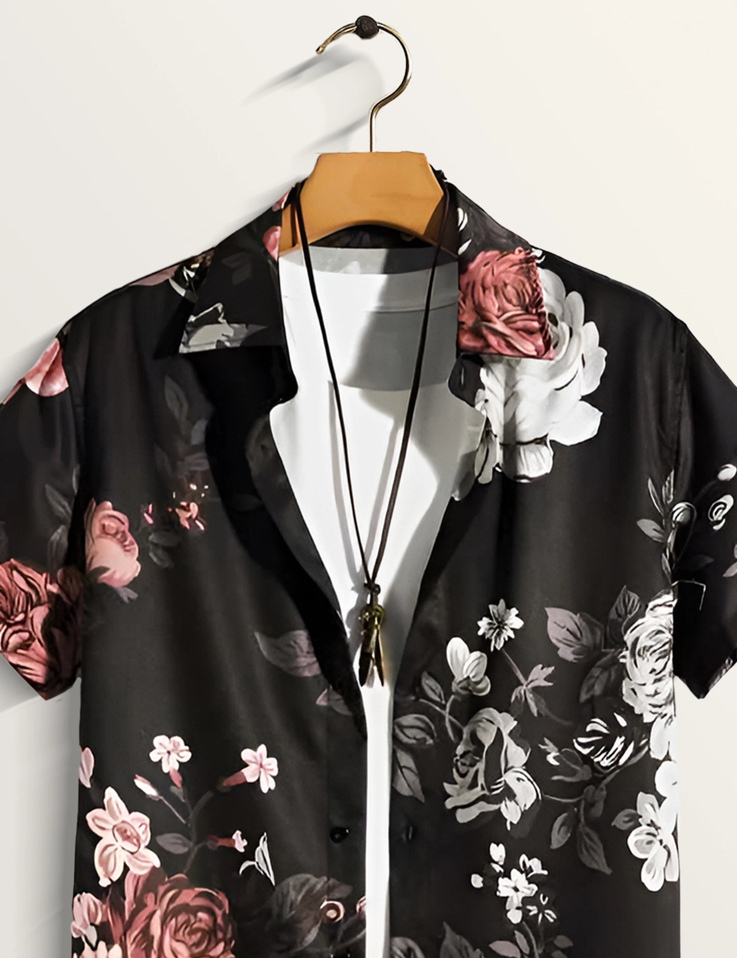 Black Rose Printed Classic Cotton Comfort Shirt for Men