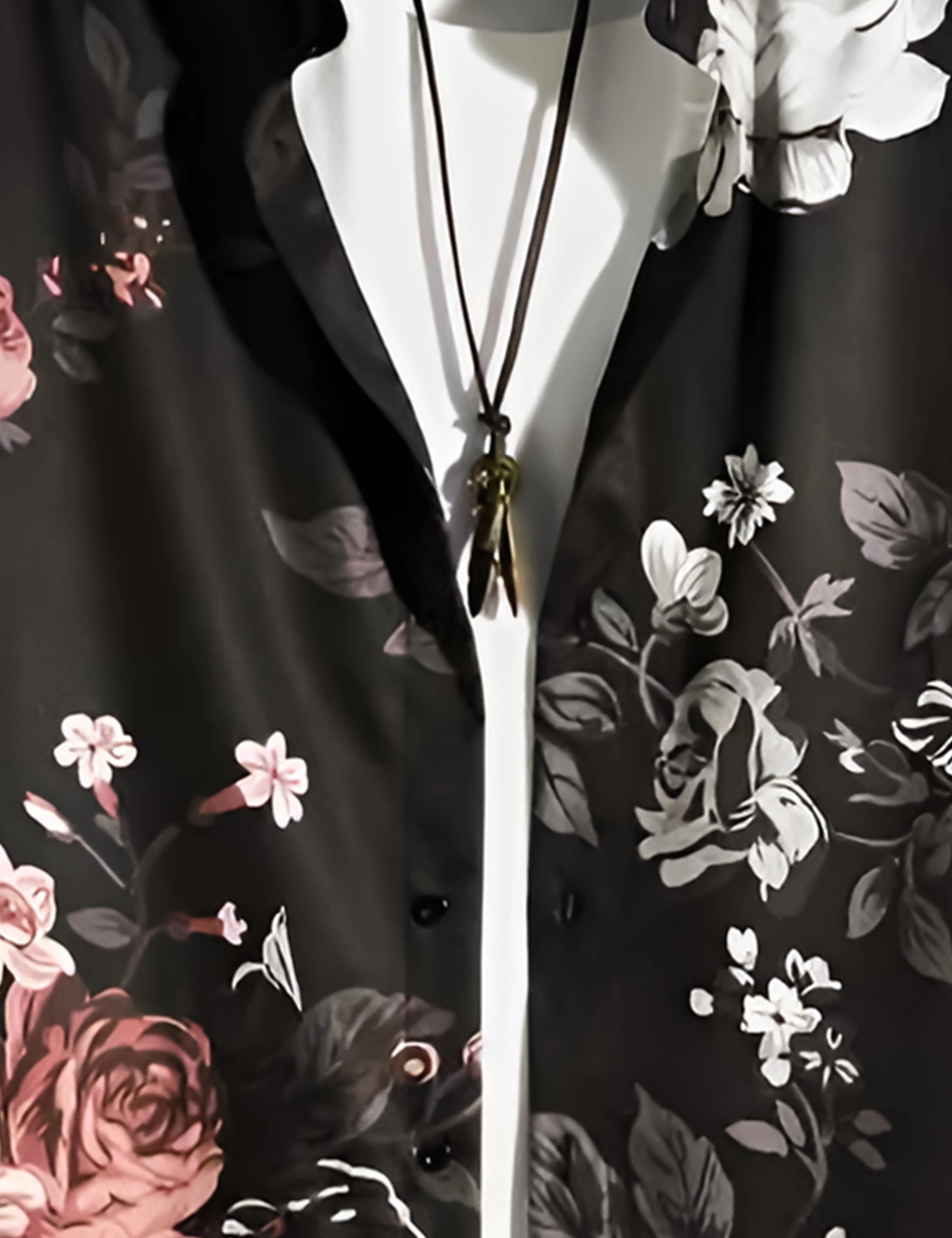 Black Rose Printed Classic Cotton Comfort Shirt for Men
