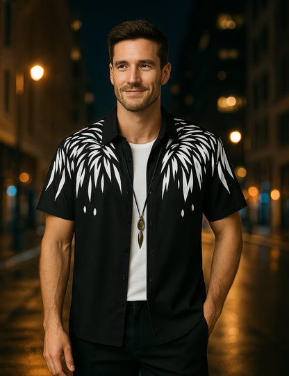 Black Splash Printed Essential Everyday Cotton Shirt for Men
