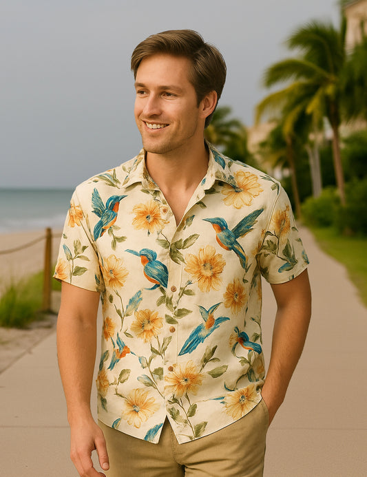 Blue Sparrow Printed Regular Fit Cotton Staple for Men