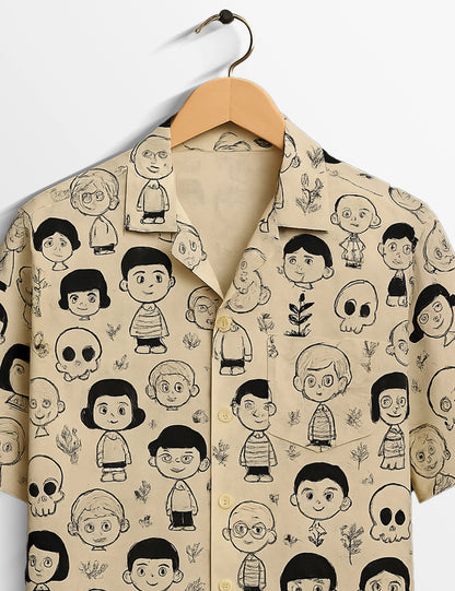 Cartoon Printed Tailored Touch Cotton Shirt for Men