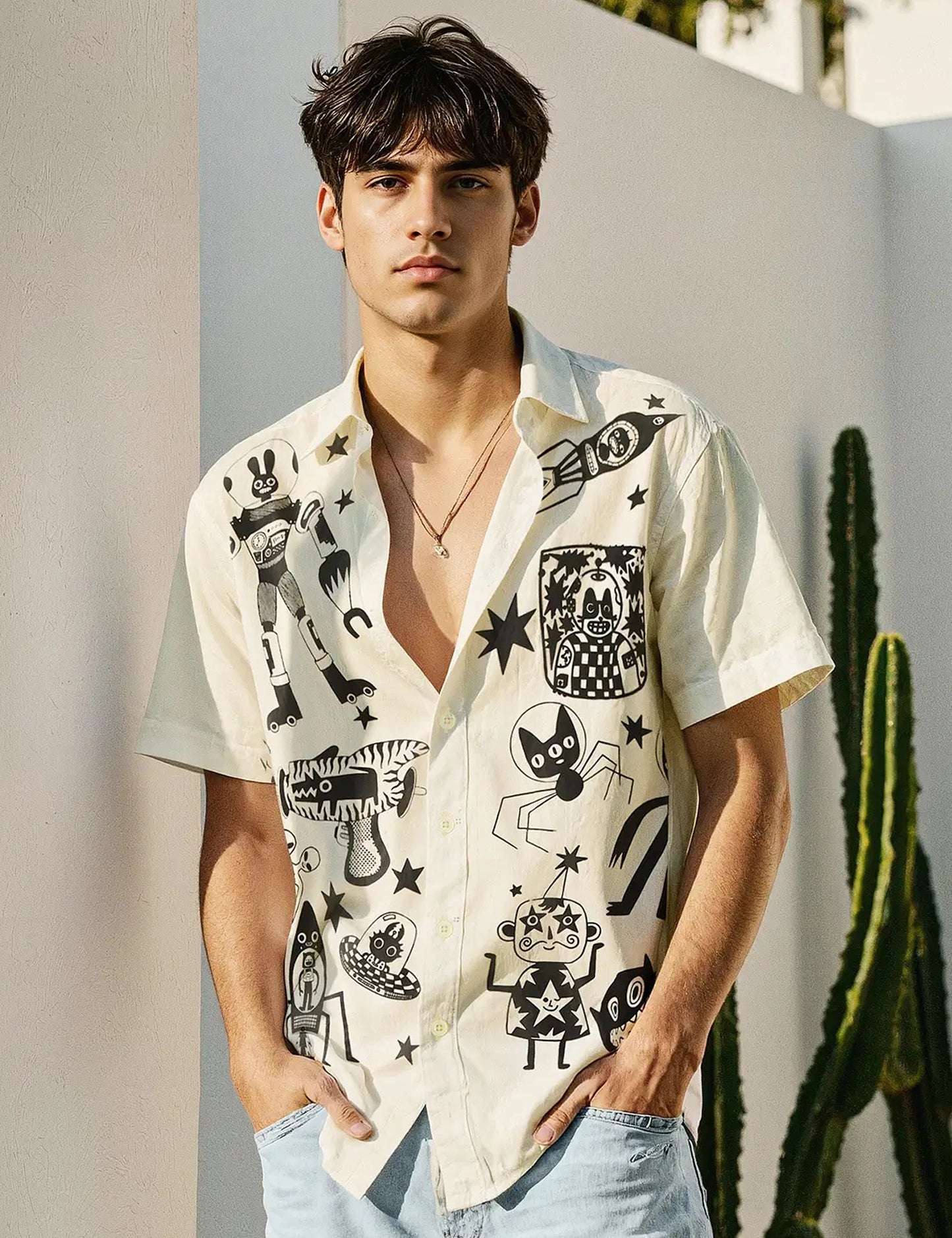 Graffitty Design Everyday Essential Cotton Shirt for Men