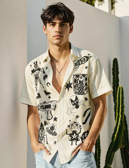 Graffitty Design Everyday Essential Cotton Shirt for Men