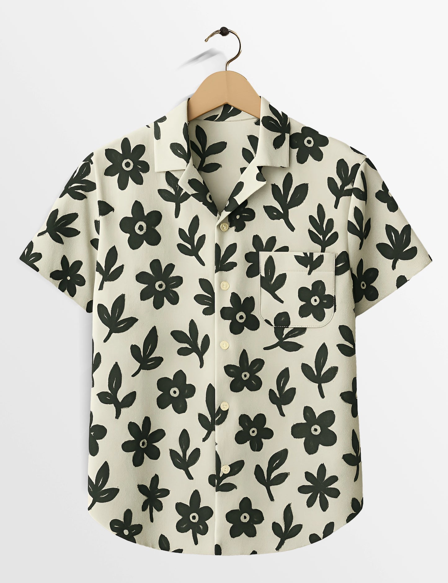 Floral Drawing Crisp Comfort Cotton Shirt for Men
