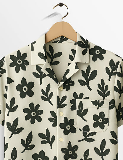 Floral Drawing Crisp Comfort Cotton Shirt for Men