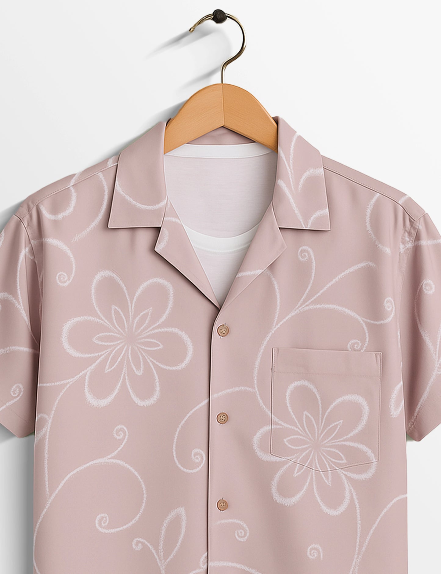 Floral Outline Refined Form Cotton Shirt for Men