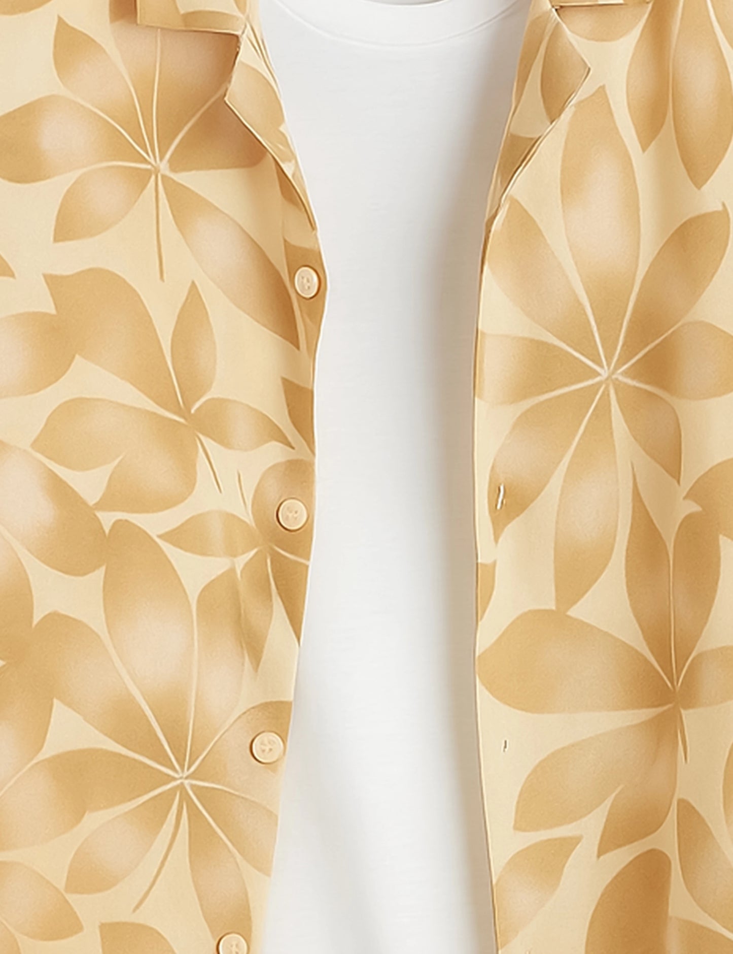 Orange Leaf Printed Cotton Edge Classic Shirt for Men