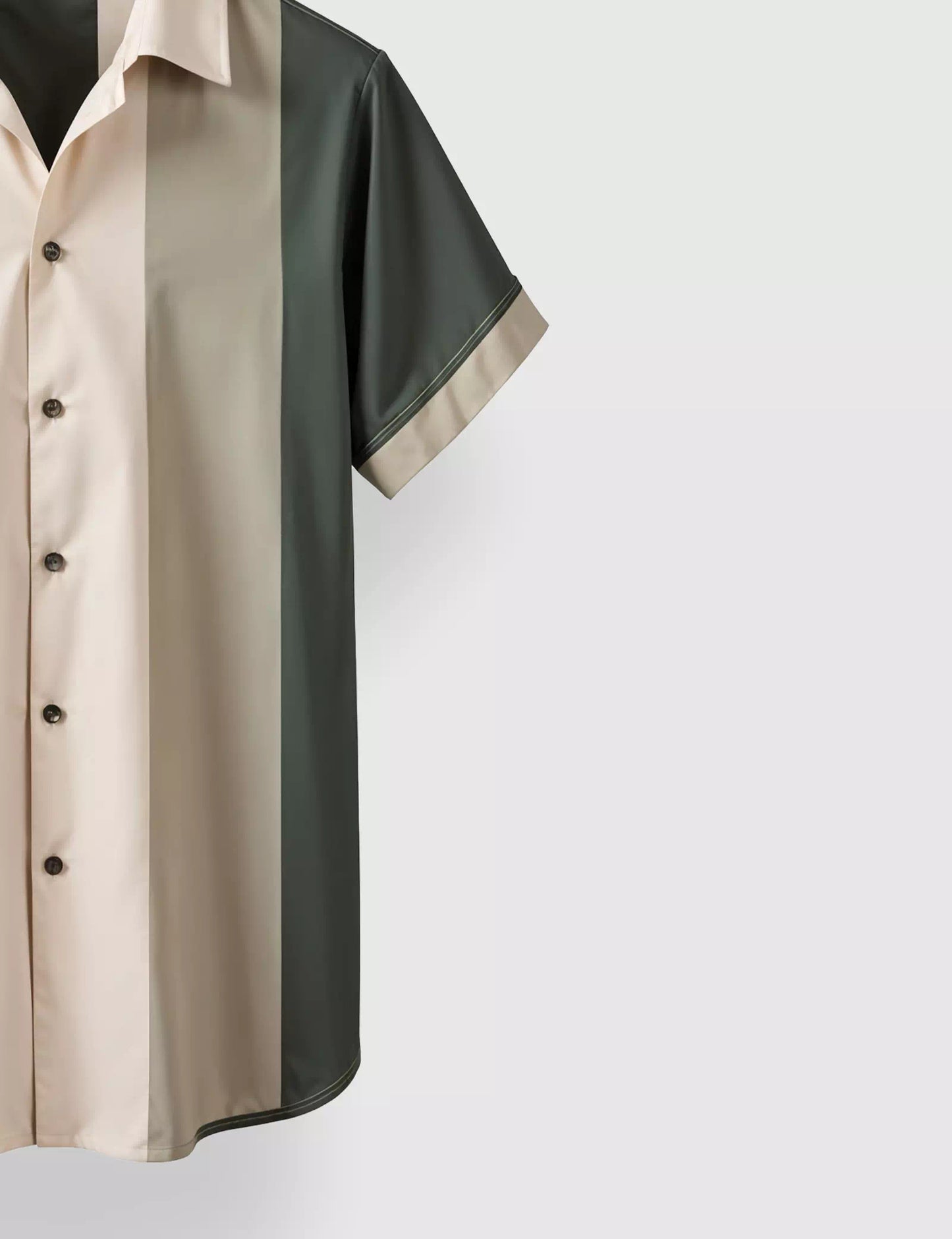 Cream and Green Stripped Designer Men's Half Sleeves Printed Shirt Exclusive - XPST