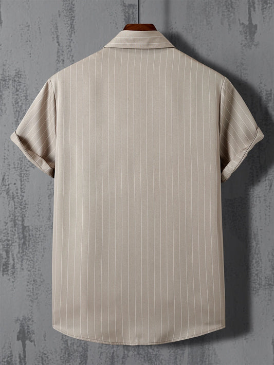 Men's Khaki Line Shirt – Relaxed Fit Summer Casualwear