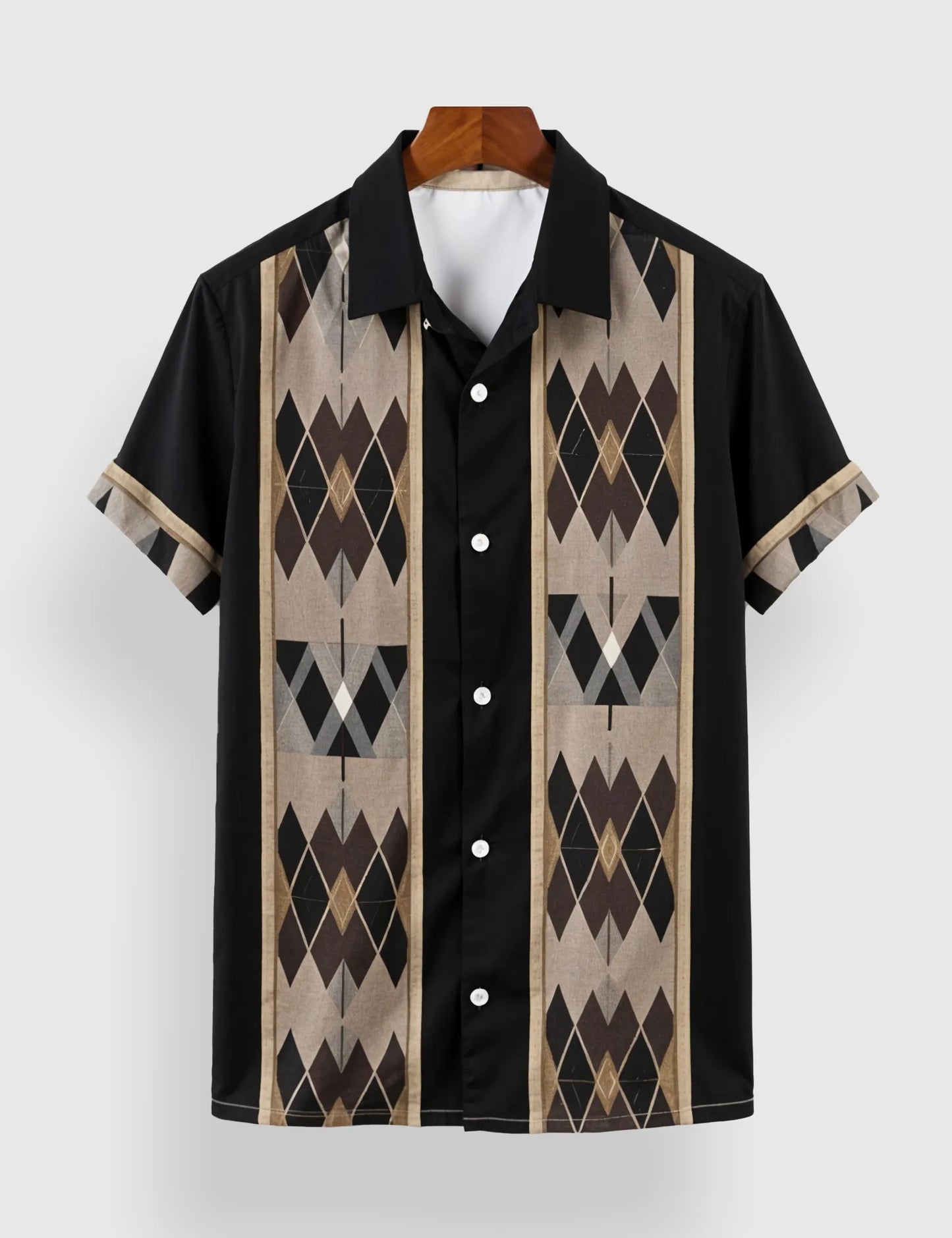 Men's Black Heritage Lines – Printed Half Sleeve Shirt