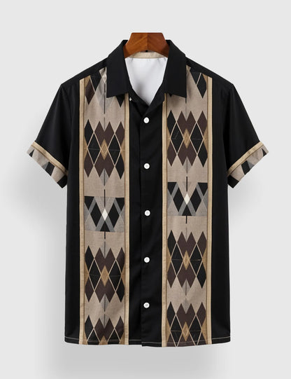 Men's Black Heritage Lines – Printed Half Sleeve Shirt