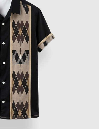 Men's Black Heritage Lines – Printed Half Sleeve Shirt