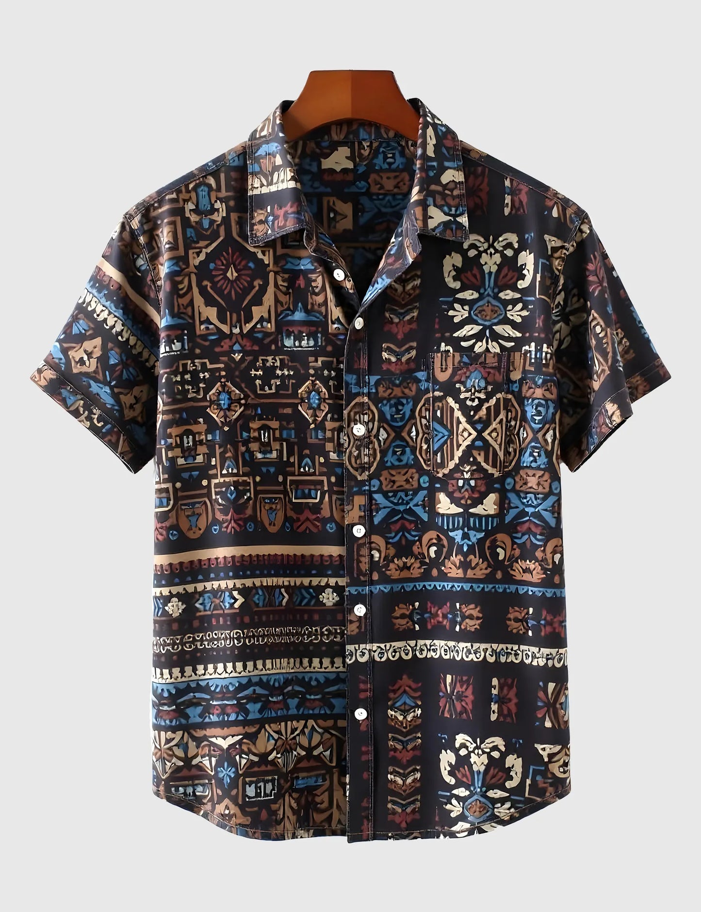 Men's Black Mystic Mosaic – Printed Half Sleeve Shirt