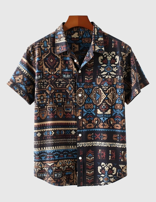 Men's Black Mystic Mosaic – Printed Half Sleeve Shirt
