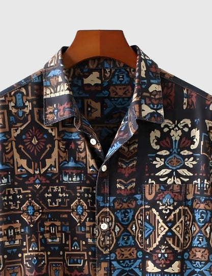 Men's Black Mystic Mosaic – Printed Half Sleeve Shirt