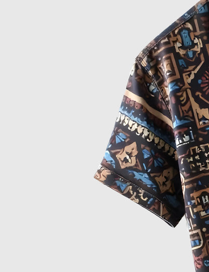 Men's Black Mystic Mosaic – Printed Half Sleeve Shirt
