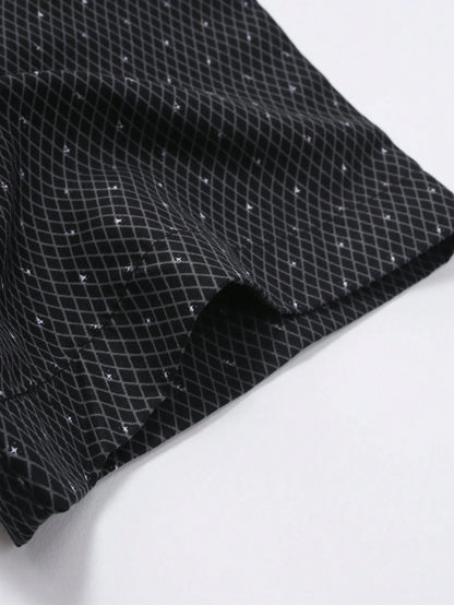 Men's Black Slim Fit Printed Short Sleeve Shirt - XPST