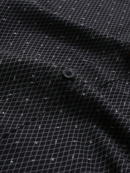 Men's Black Slim Fit Printed Short Sleeve Shirt - XPST