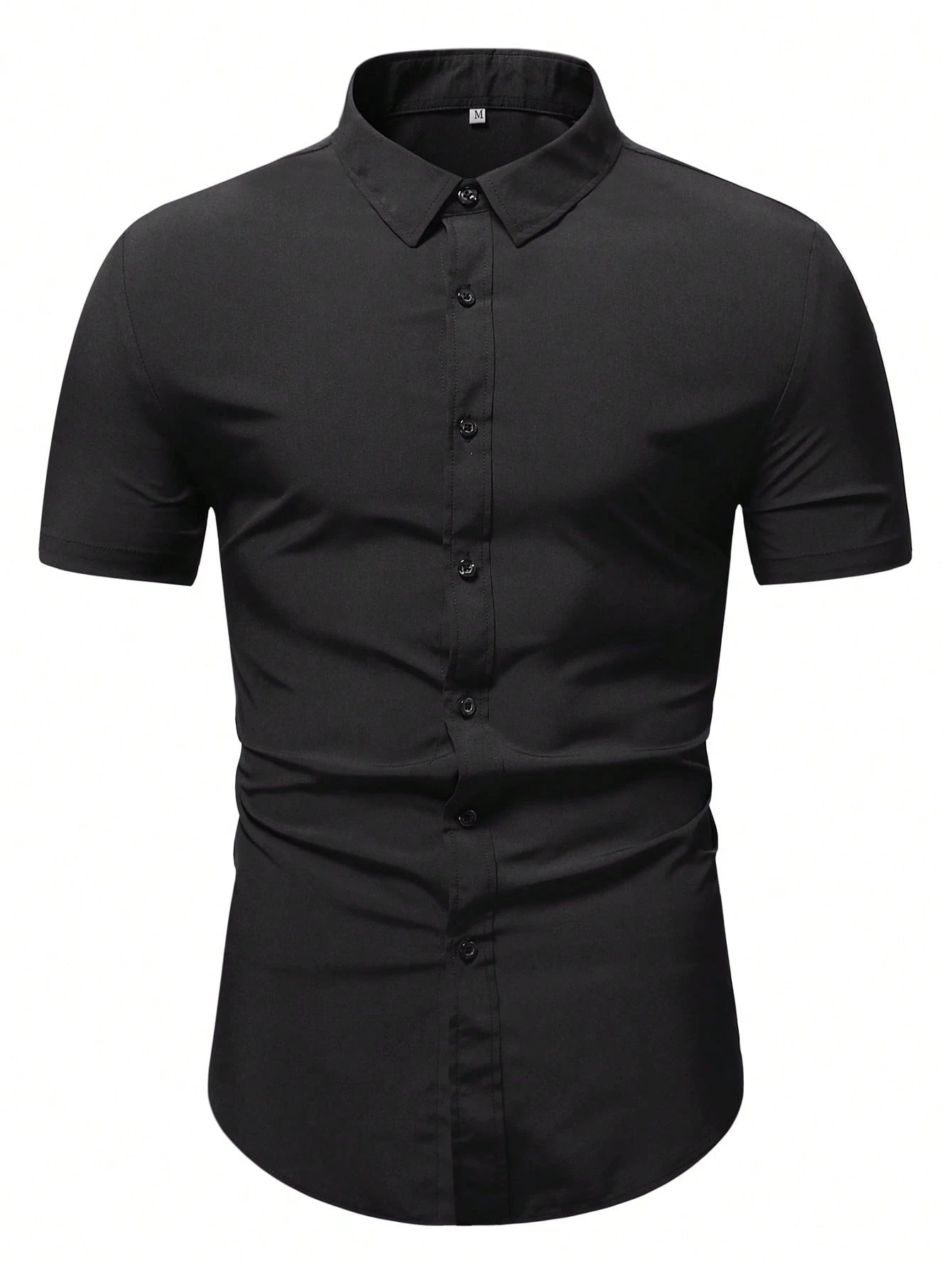 Men's Black Slim Fit Short Sleeve Casual Shirt