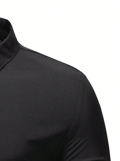 Men's Black Slim Fit Short Sleeve Casual Shirt