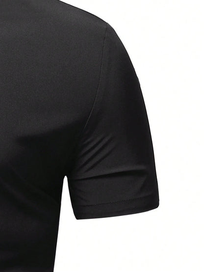 Men's Black Slim Fit Short Sleeve Casual Shirt