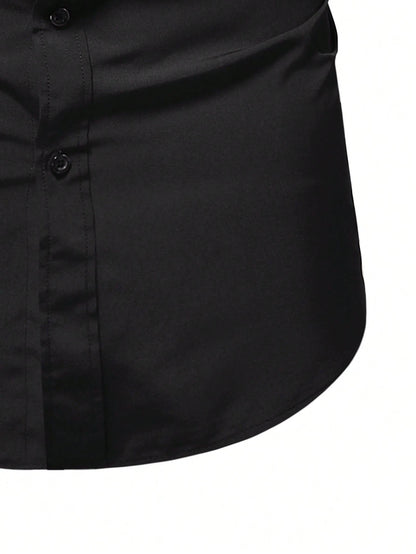 Men's Black Slim Fit Short Sleeve Casual Shirt