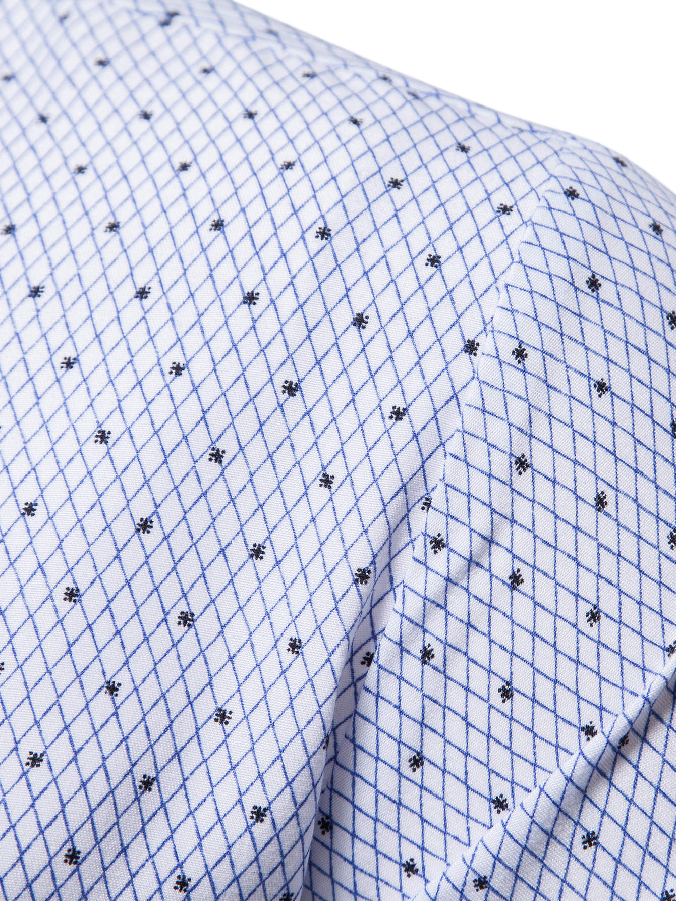 Men's Blue And White Slim Fit Printed Short Sleeve Shirt