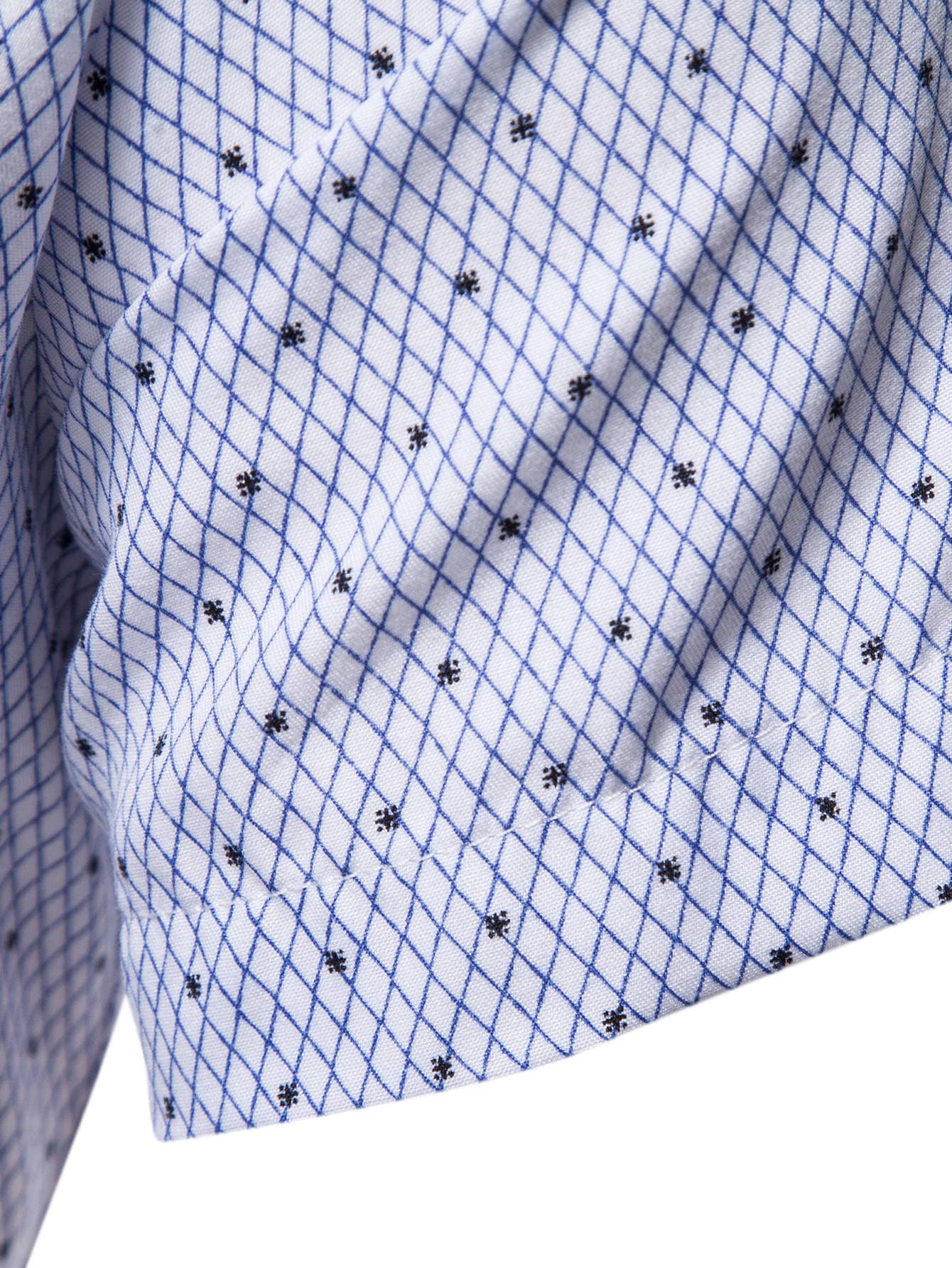 Men's Blue And White Slim Fit Printed Short Sleeve Shirt