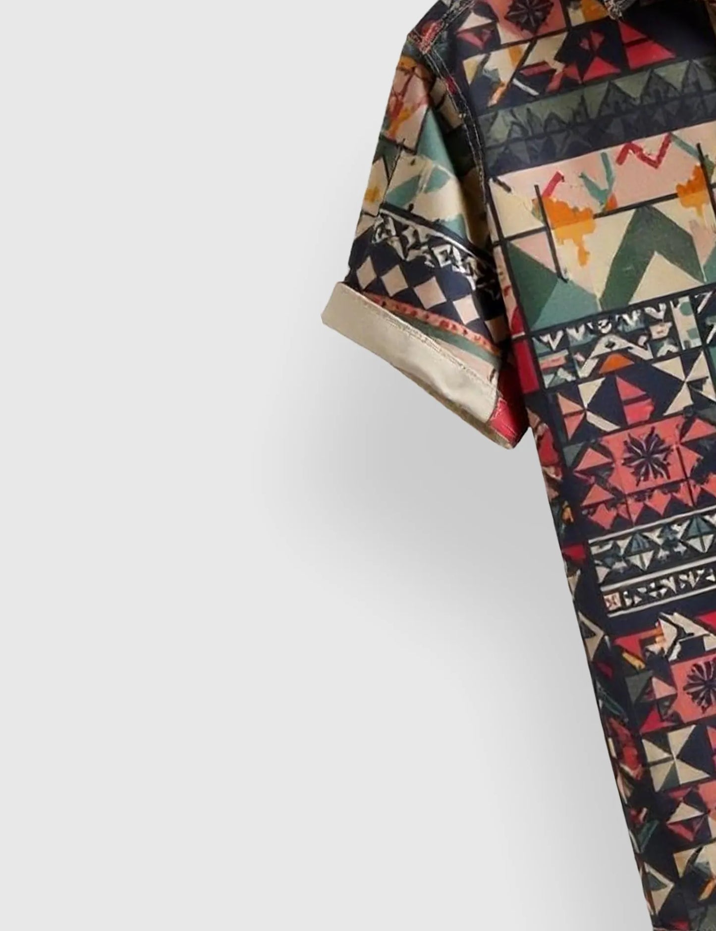 Men's Bohemian Patchwork – Printed Half Sleeve Shirt