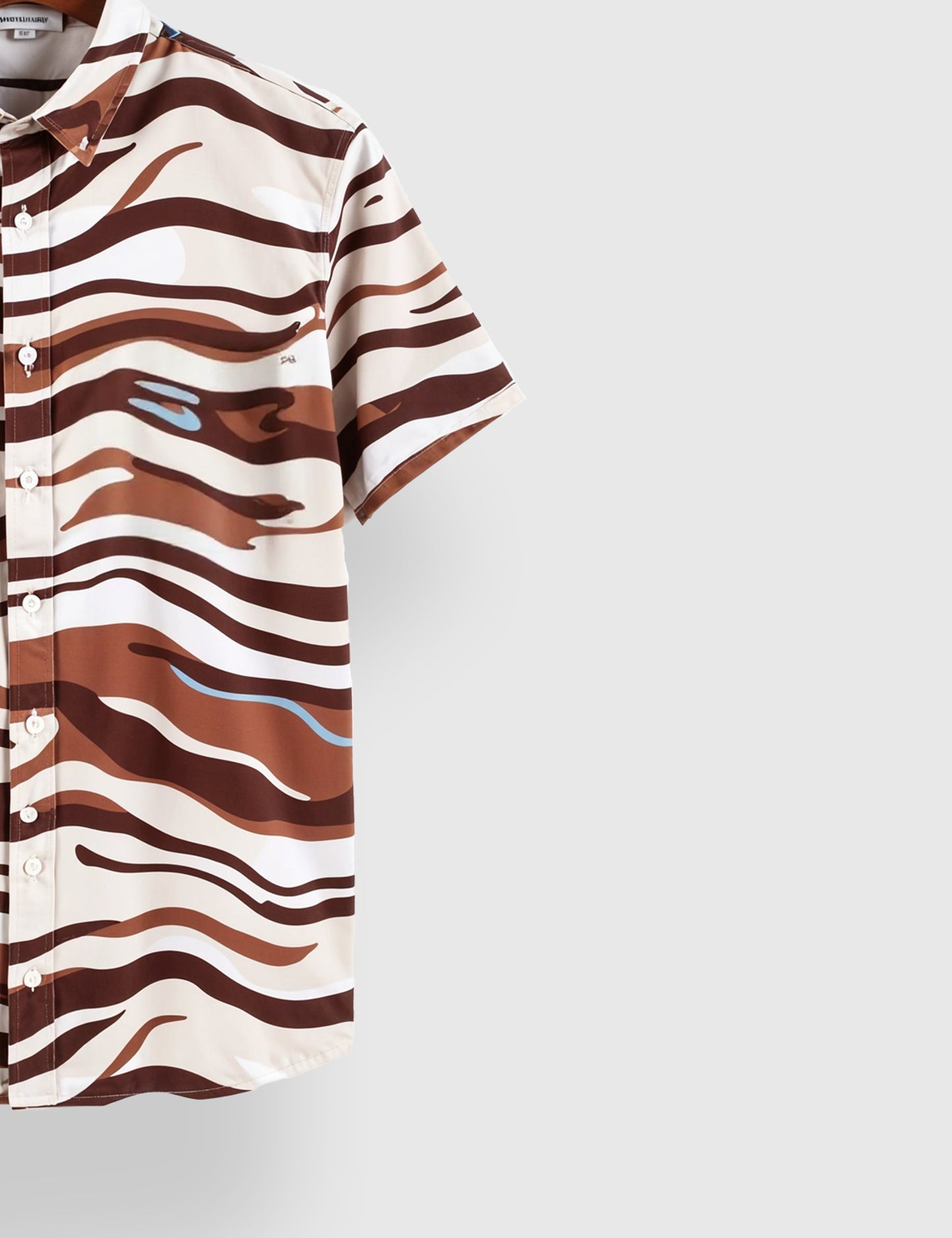 Men's Brown Tribal Zebra Stripe - Printed Half Sleeve Shirt