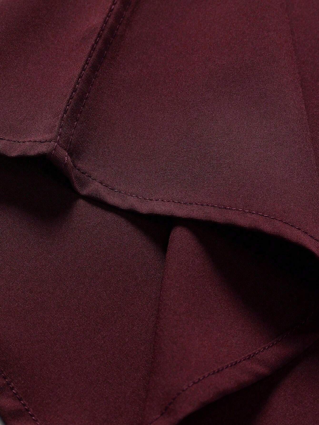 Men's Burgundy Slim Fit Short Sleeve Casual Shirt