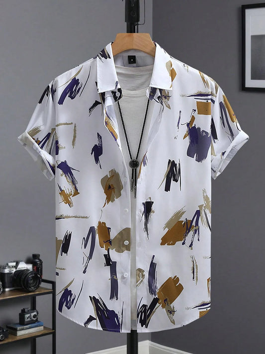 Men's Casual Random Graphic Colorful Print Shirt