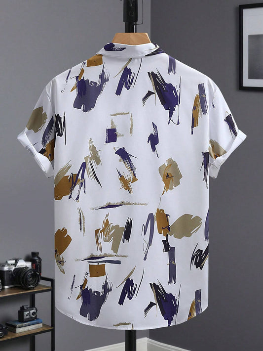 Men's Casual Random Graphic Colorful Print Shirt