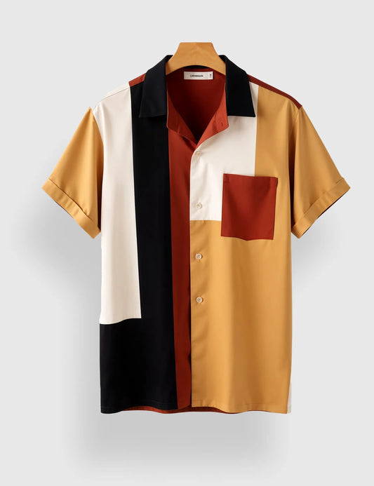Men's Tribal Color Block Panel – Printed Half Sleeve Shirt