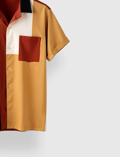Men's Tribal Color Block Panel – Printed Half Sleeve Shirt
