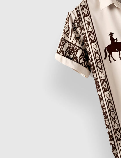 Men's Cowboy Silhouette Tribal – Printed Half Sleeve Shirt
