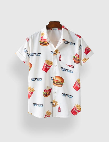 Men's Fun Casual Style Fast Food - Printed Half Sleeve Shirt