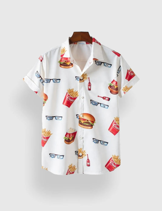 Men's Fun Casual Style Fast Food - Printed Half Sleeve Shirt