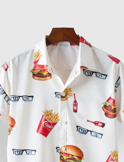Men's Fun Casual Style Fast Food - Printed Half Sleeve Shirt