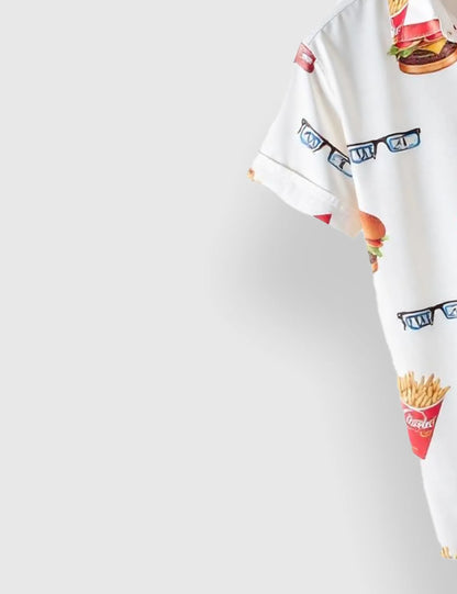 Men's Fun Casual Style Fast Food - Printed Half Sleeve Shirt